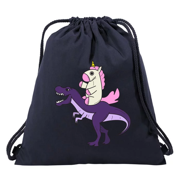 Cool Dainty Party Unicorn Riding A Dinosaur Gift Drawstring Bag