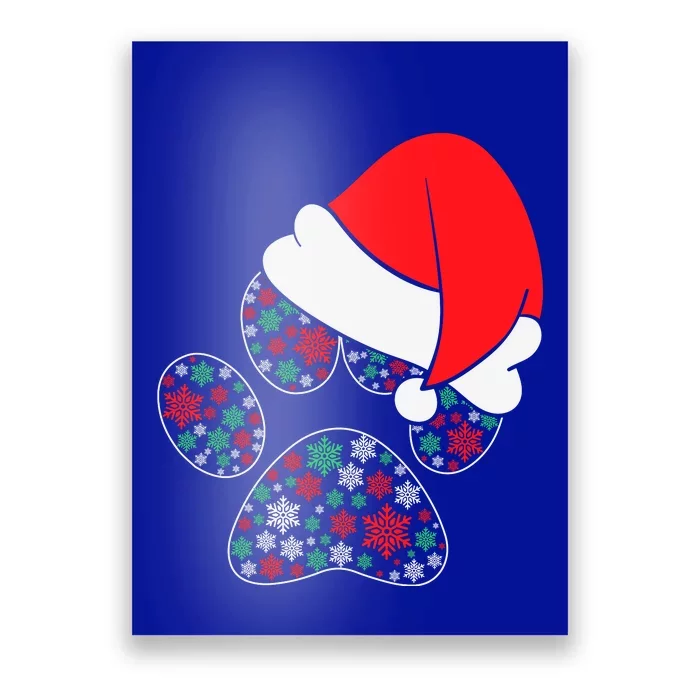 Christmas Dog Paws Santa Hat Poster