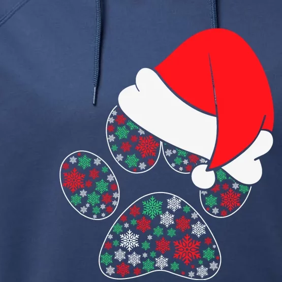 Christmas Dog Paws Santa Hat Performance Fleece Hoodie