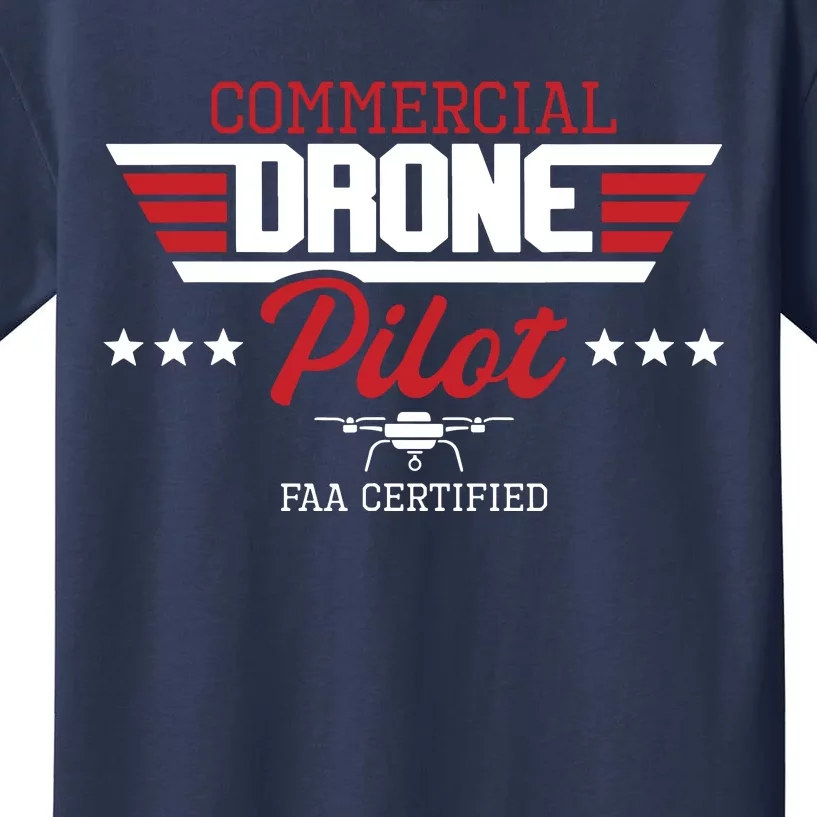 Commercial Drone Pilot Aviator Quadcopter FAA Certified Kids T-Shirt