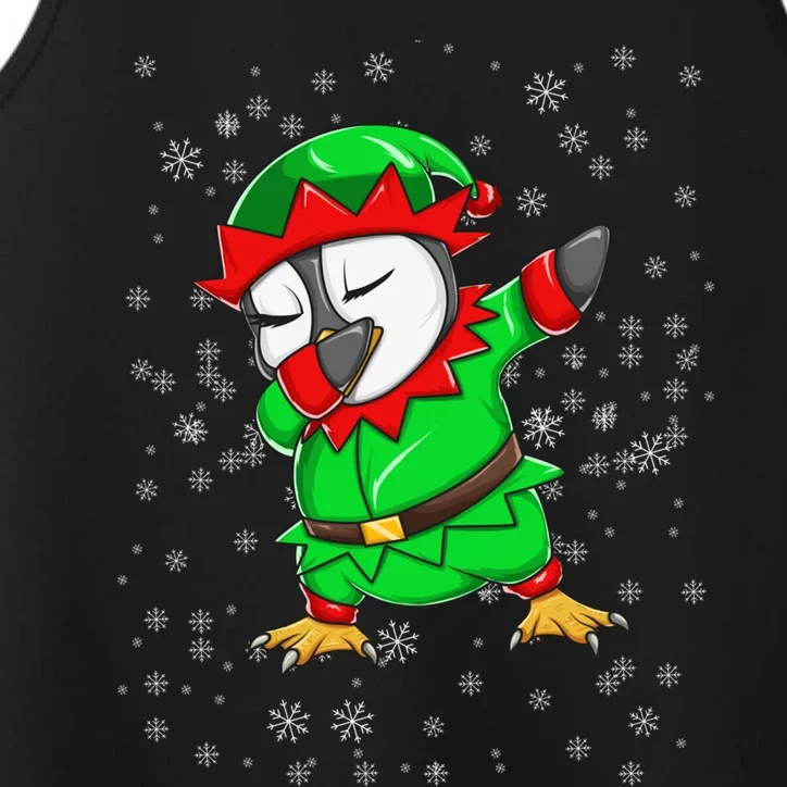 Christmas Dabbing Penguin In Elf Holiday Costume Fun Gift Performance Tank