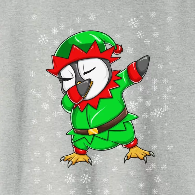 Christmas Dabbing Penguin In Elf Holiday Costume Fun Gift Women's Crop Top Tee