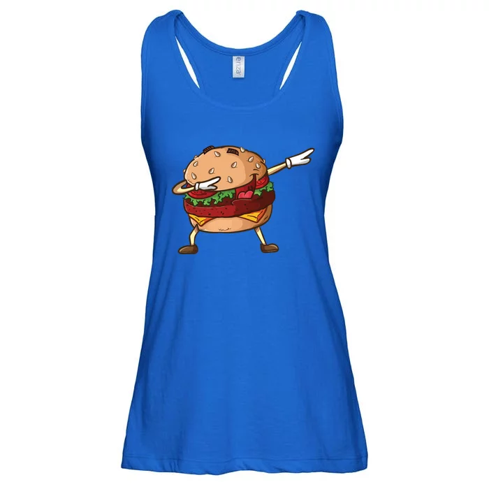 Cheeseburger Dab Pose Dabbing Dance National Burger Day Pun Funny Gift Ladies Essential Flowy Tank