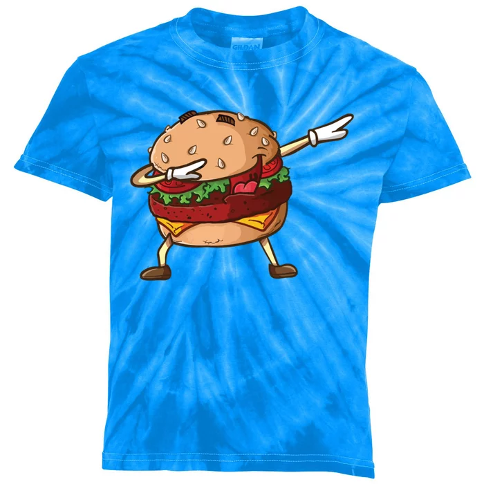 Cheeseburger Dab Pose Dabbing Dance National Burger Day Pun Funny Gift Kids Tie-Dye T-Shirt