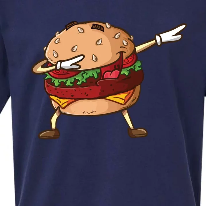 Cheeseburger Dab Pose Dabbing Dance National Burger Day Pun Funny Gift Sueded Cloud Jersey T-Shirt