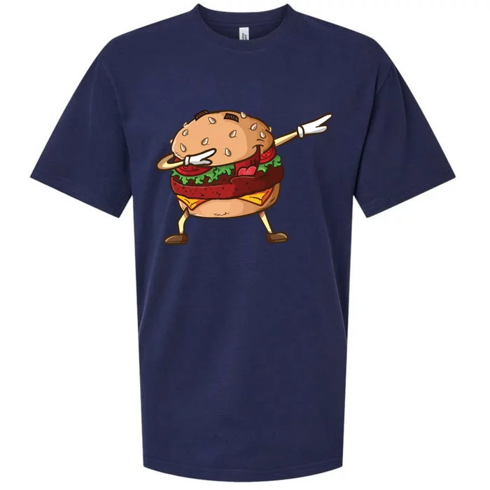 Cheeseburger Dab Pose Dabbing Dance National Burger Day Pun Funny Gift Sueded Cloud Jersey T-Shirt