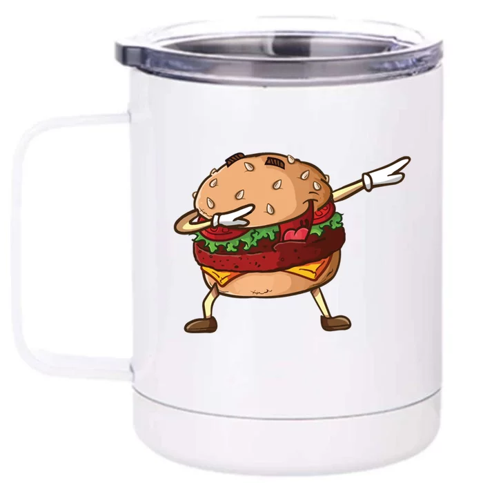 Cheeseburger Dab Pose Dabbing Dance National Burger Day Pun Funny Gift Front & Back 12oz Stainless Steel Tumbler Cup