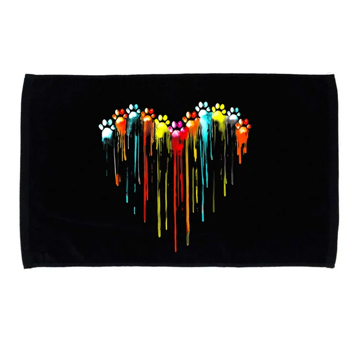 Colorful Dog Paw Heart Print Microfiber Hand Towel