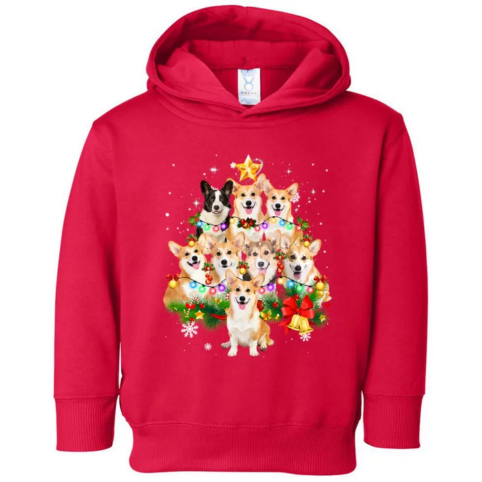 Corgi Dog Pembroke Welsh Corgi Christmas Dog Tree Lights Pajamas Toddler Hoodie