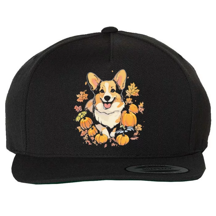 Corgi Dog Pumpkin Thanksgiving Fall Halloween Wool Snapback Cap