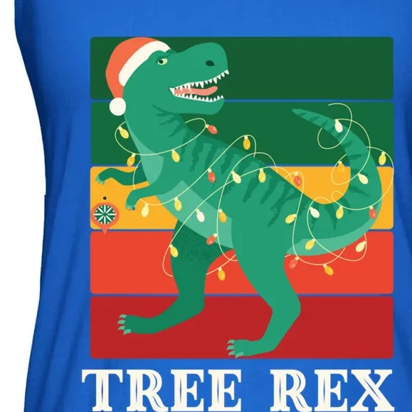 Christmas Dinosaur Pajama Tree Rex Trex Gift Ladies Essential Flowy Tank