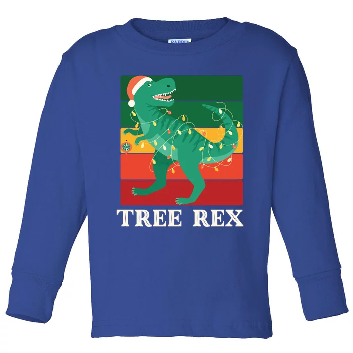 Christmas Dinosaur Pajama Tree Rex Trex Gift Toddler Long Sleeve Shirt