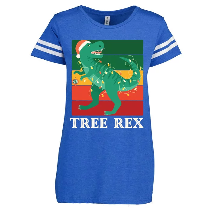 Christmas Dinosaur Pajama Tree Rex Trex Gift Enza Ladies Jersey Football T-Shirt