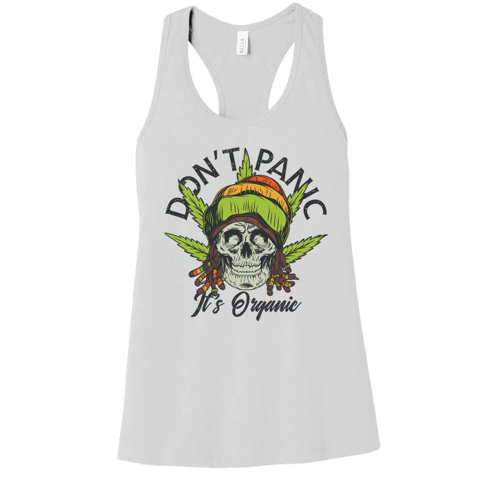 Cannabis Don't Panic It's Organic Women's Racerback Tank