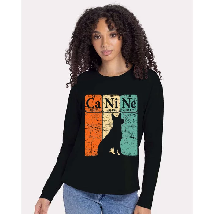 Canine Dog Periodic Table Elements Dog Lover Cynologist Womens Cotton Relaxed Long Sleeve T-Shirt