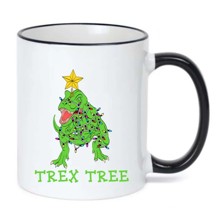 Christmas Dinosaur Pajamas Tree Rex Gift Black Color Changing Mug