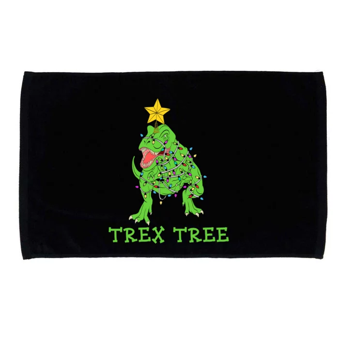 Christmas Dinosaur Pajamas Tree Rex Gift Microfiber Hand Towel