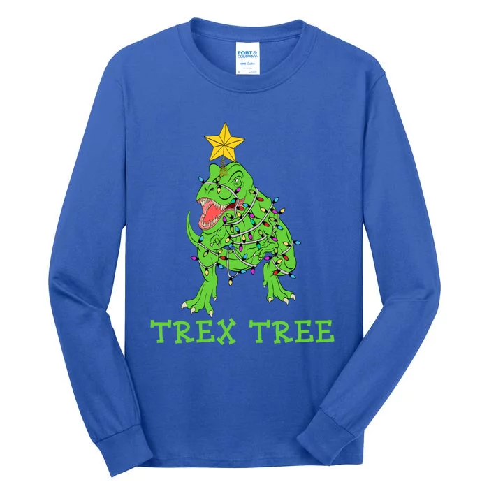 Christmas Dinosaur Pajamas Tree Rex Gift Tall Long Sleeve T-Shirt