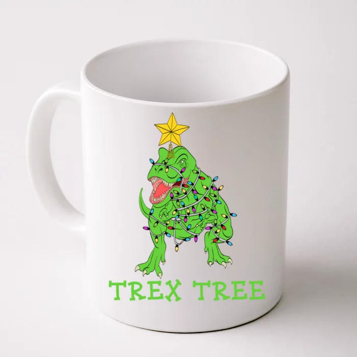 Christmas Dinosaur Pajamas Tree Rex Gift Front & Back Coffee Mug