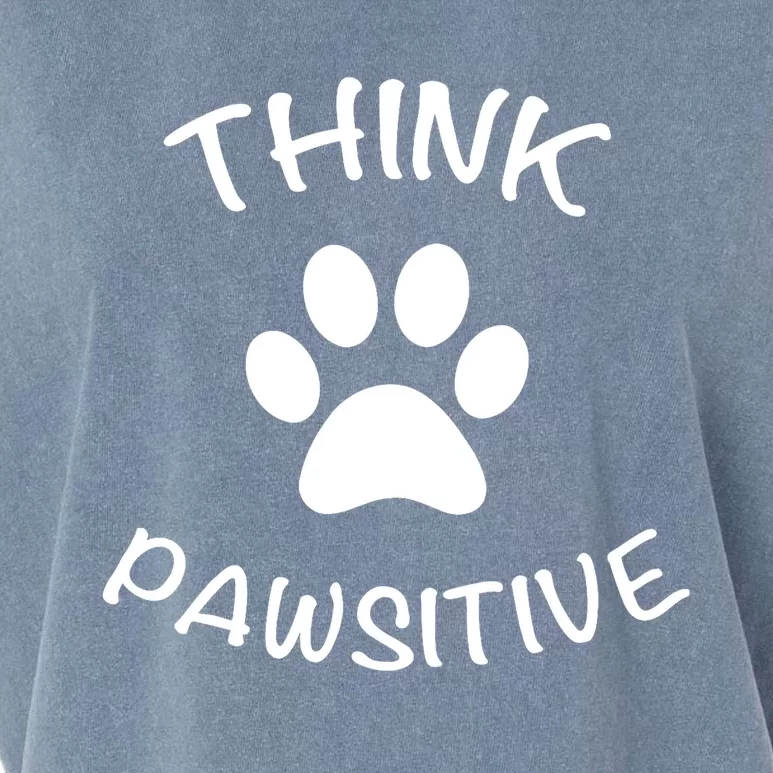 Cute Dog Pawprint Think Pawsitive Garment-Dyed Women's Muscle Tee