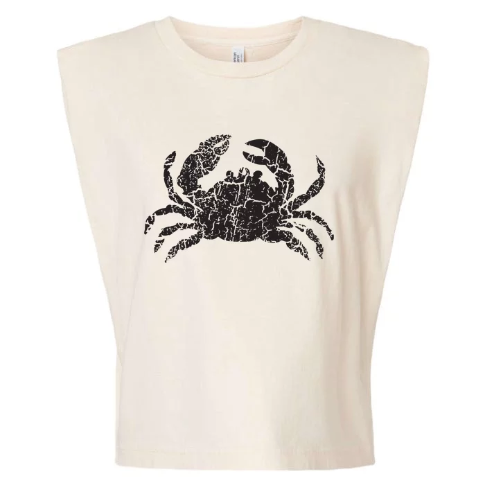 Crab Distressed Print Vintage Crab Garment-Dyed Women's Muscle Tee