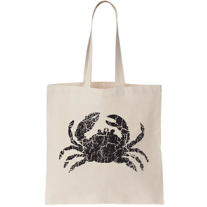 Crab Distressed Print Vintage Crab Tote Bag