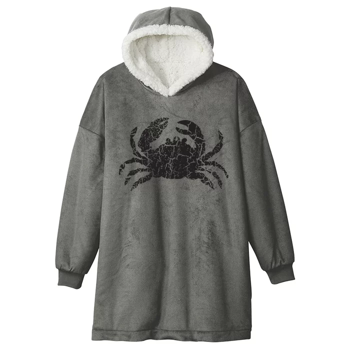 Crab Distressed Print Vintage Crab Hooded Wearable Blanket