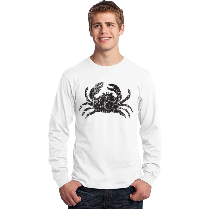 Crab Distressed Print Vintage Crab Long Sleeve Shirt