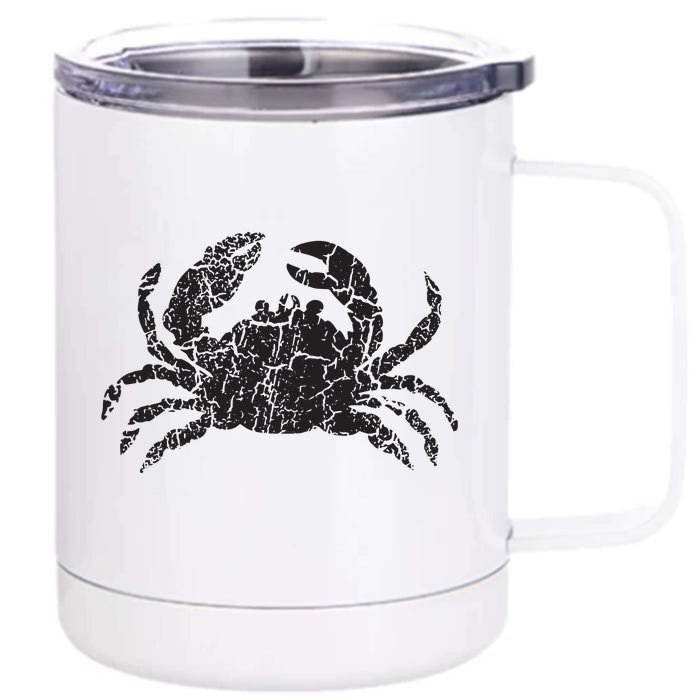 Crab Distressed Print Vintage Crab Front & Back 12oz Stainless Steel Tumbler Cup