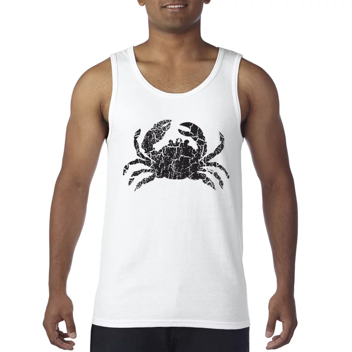 Crab Distressed Print Vintage Crab Tank Top