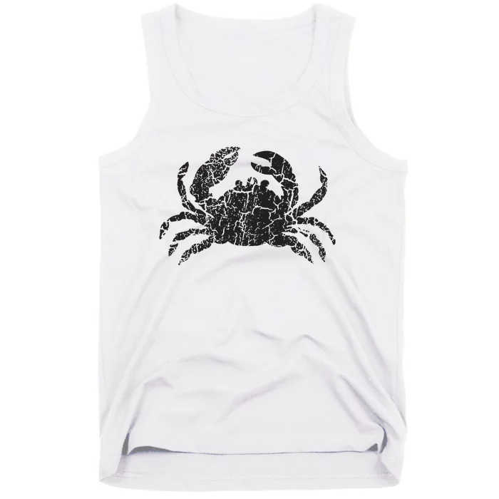 Crab Distressed Print Vintage Crab Tank Top