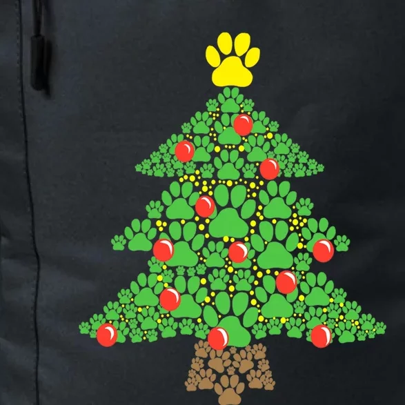 Cute Dog Paw Print Christmas Tree Funny Gift Daily Commute Backpack