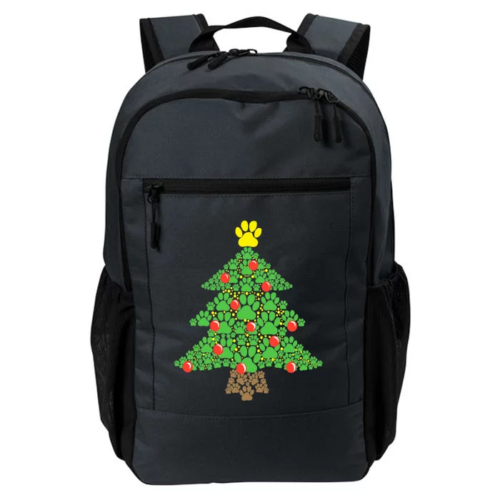 Cute Dog Paw Print Christmas Tree Funny Gift Daily Commute Backpack