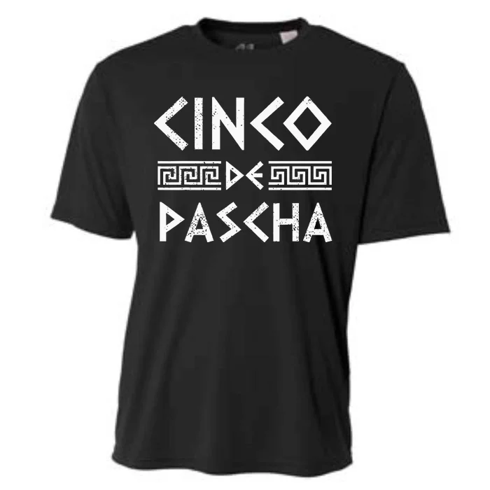 Cinco De Pascha Greece Flag Funny Greek Easter Cinco De Mayo Cooling Performance Crew T-Shirt