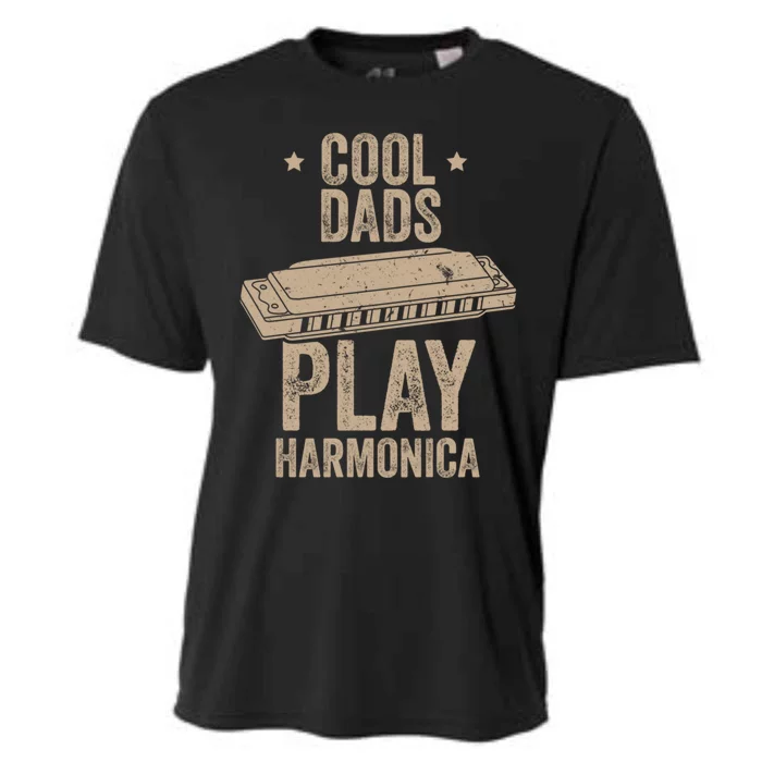 Cool Dads Play Harmonica Harmonica Gift Musician Blues Gift Cooling Performance Crew T-Shirt