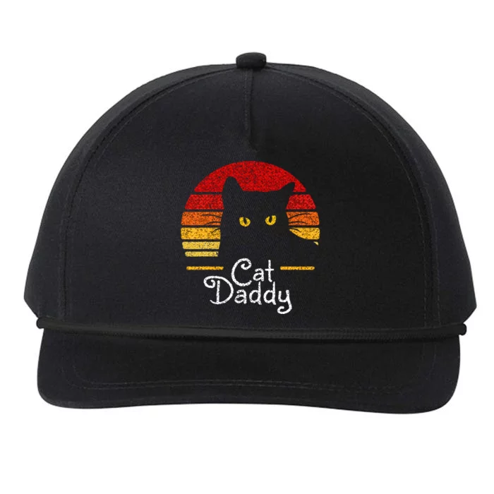 Cat Daddy Retro 70s 80s Black Cat Funny Cat Dad Snapback Five-Panel Rope Hat