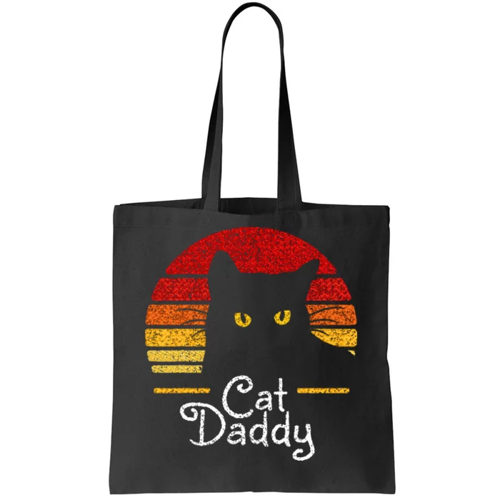 Cat Daddy Retro 70s 80s Black Cat Funny Cat Dad Tote Bag