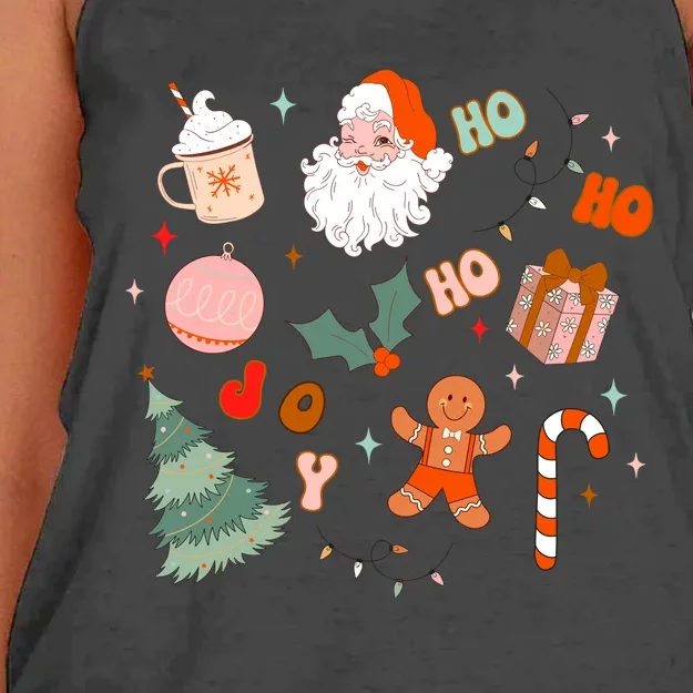 Christmas Doodle Retro Santa Holiday Season Women's Knotted Racerback Tank