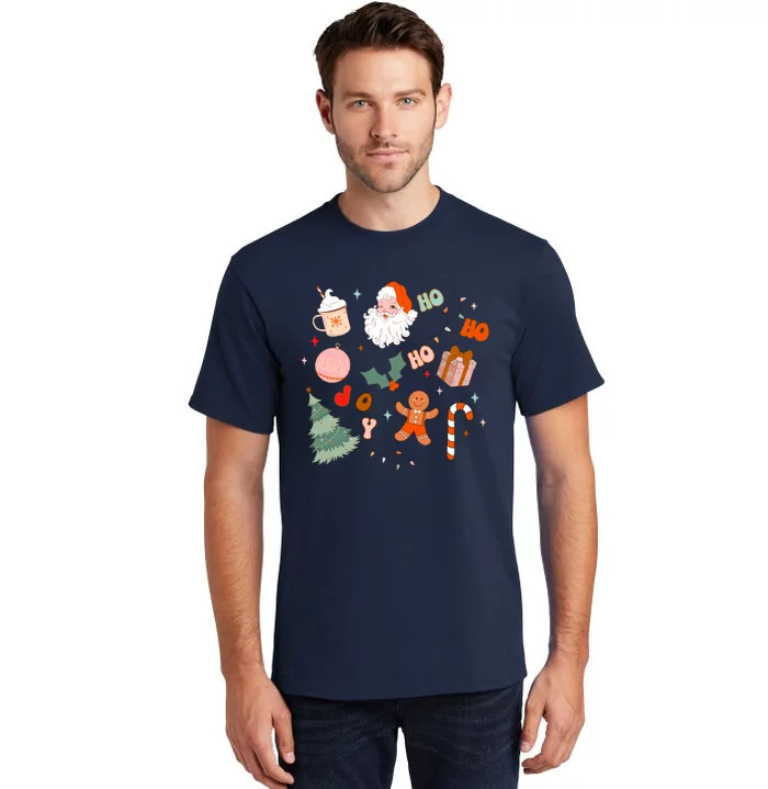 Christmas Doodle Retro Santa Holiday Season Tall T-Shirt