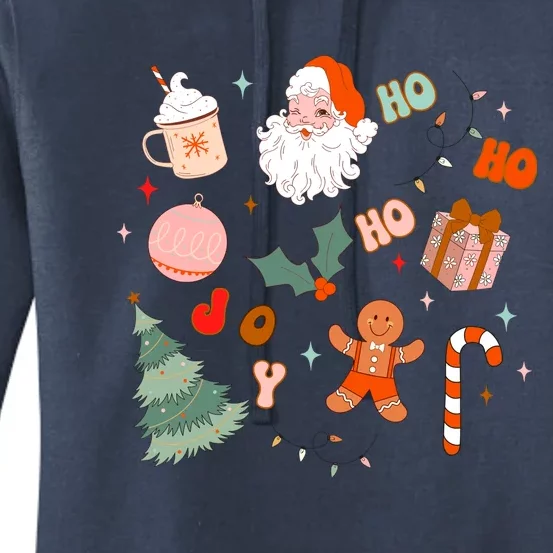 Christmas Doodle Retro Santa Holiday Season Women's Pullover Hoodie