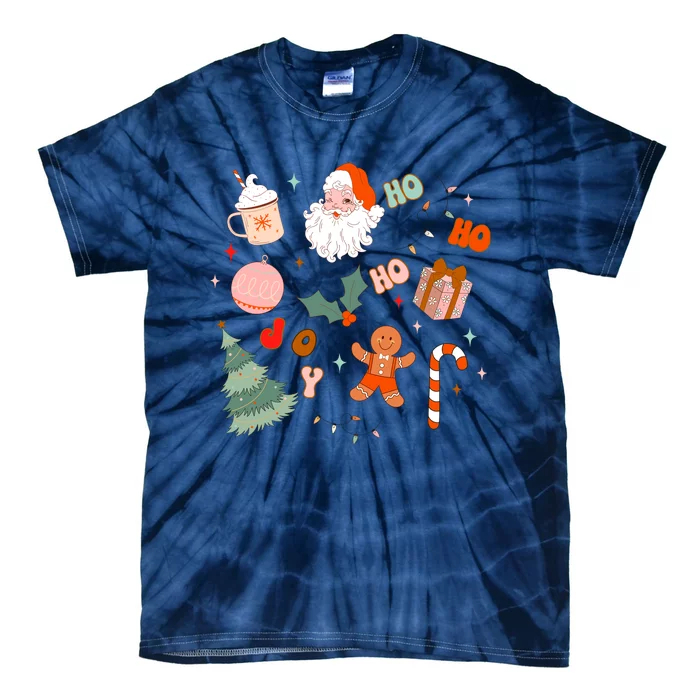 Christmas Doodle Retro Santa Holiday Season Tie-Dye T-Shirt