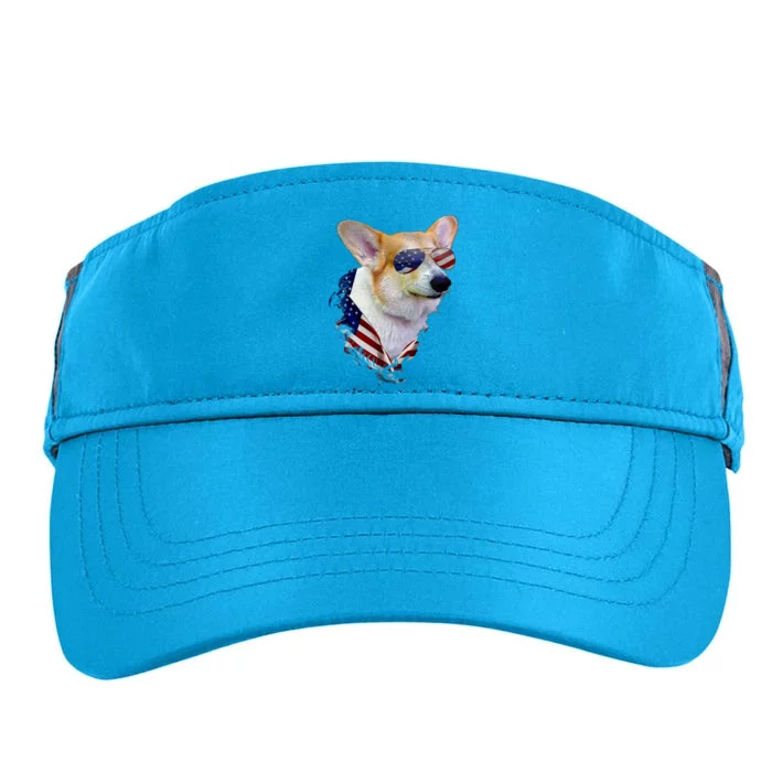 Corgi Dog Retro American Usa Flag 4 July Pop Art Corgi Lover Great Gift Adult Drive Performance Visor