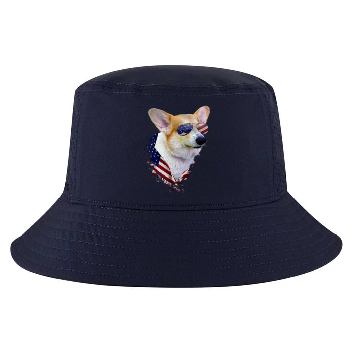 Corgi Dog Retro American Usa Flag 4 July Pop Art Corgi Lover Great Gift Cool Comfort Performance Bucket Hat