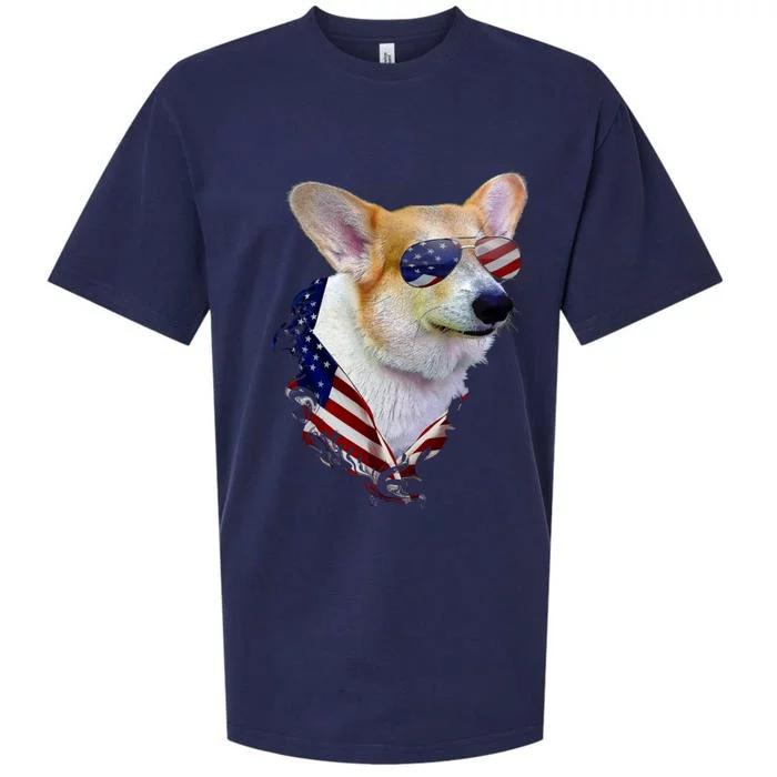 Corgi Dog Retro American Usa Flag 4 July Pop Art Corgi Lover Great Gift Sueded Cloud Jersey T-Shirt