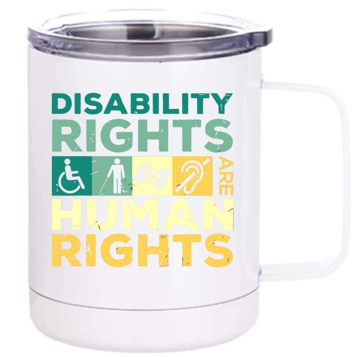 Cool Disability Rights Are Human Rights Support Caregivers Front & Back 12oz Stainless Steel Tumbler Cup