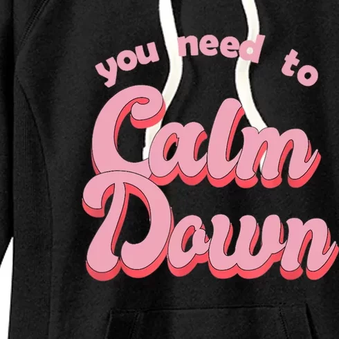 Calm Down Retro Style Women's Fleece Hoodie