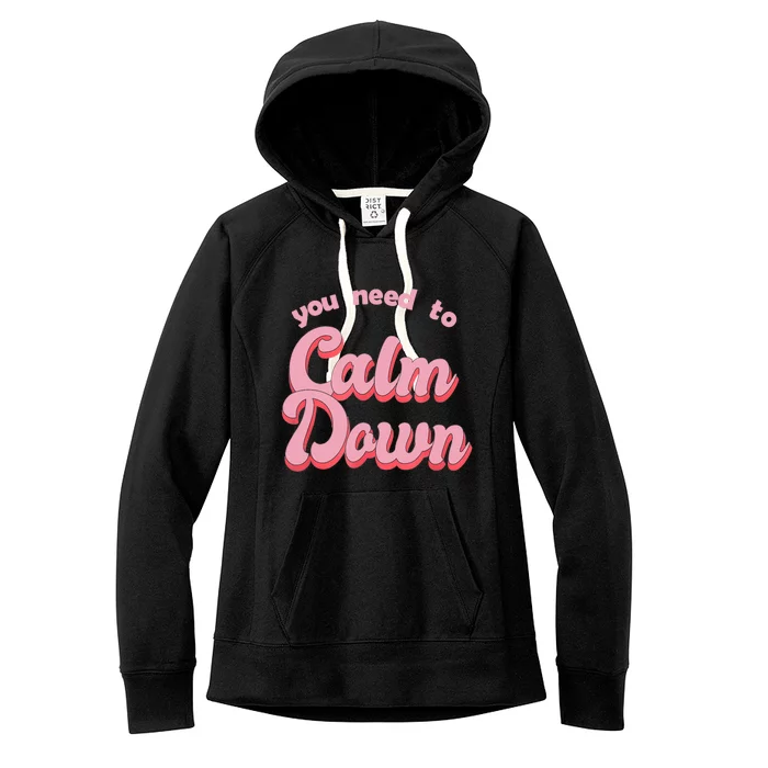 Calm Down Retro Style Women's Fleece Hoodie