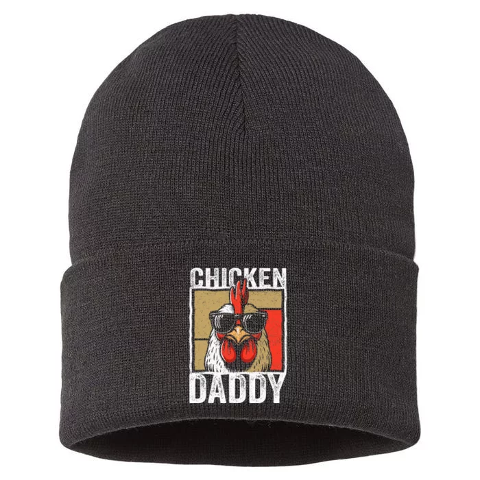 Chicken Daddy Rooster Farmer Funny Fathers Day Sustainable Knit Beanie