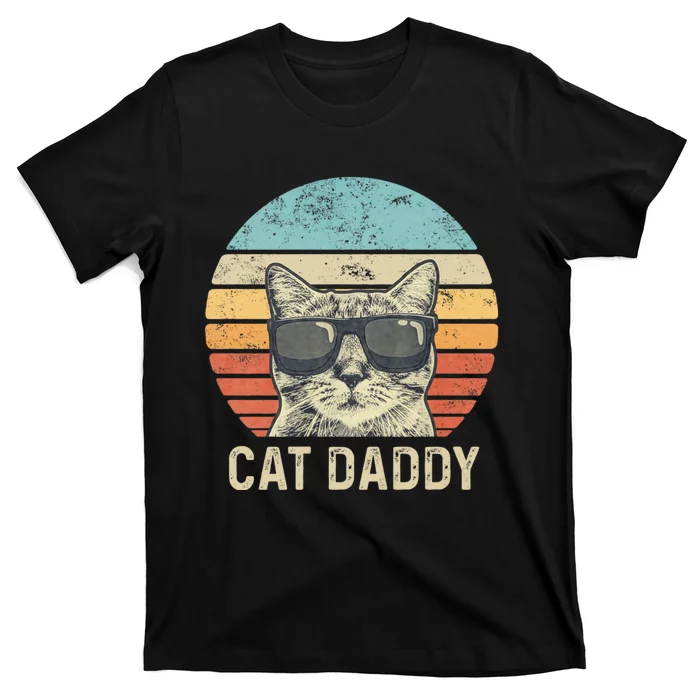 Cat Daddy Retro Cat Sunglasses Cool Cat Dad Gift Fathers Day T-Shirt