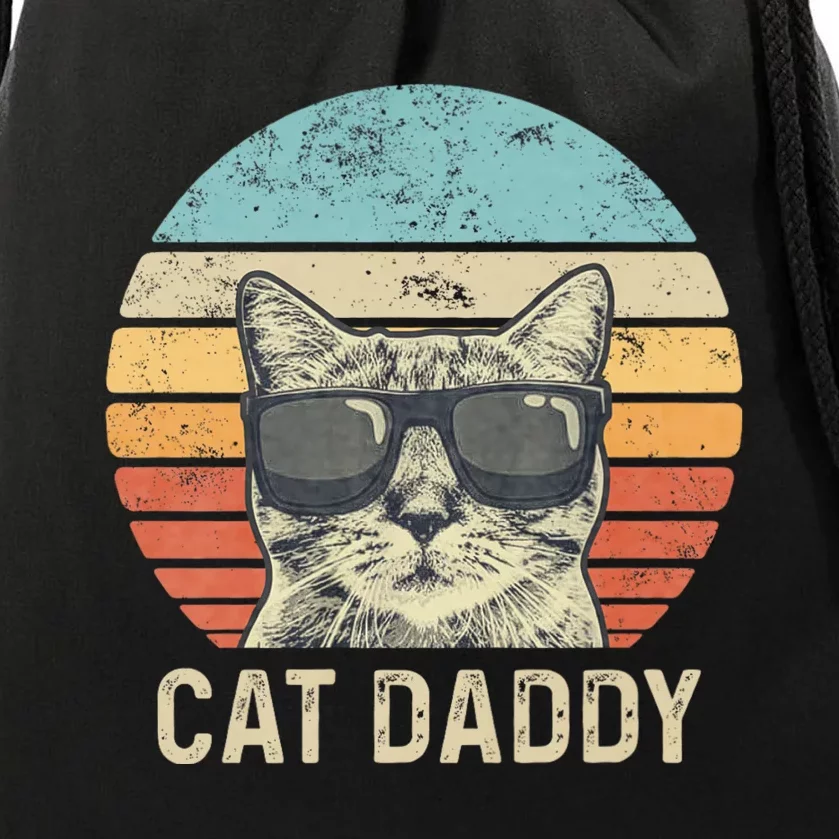 Cat Daddy Retro Cat Sunglasses Cool Cat Dad Gift Fathers Day Drawstring Bag